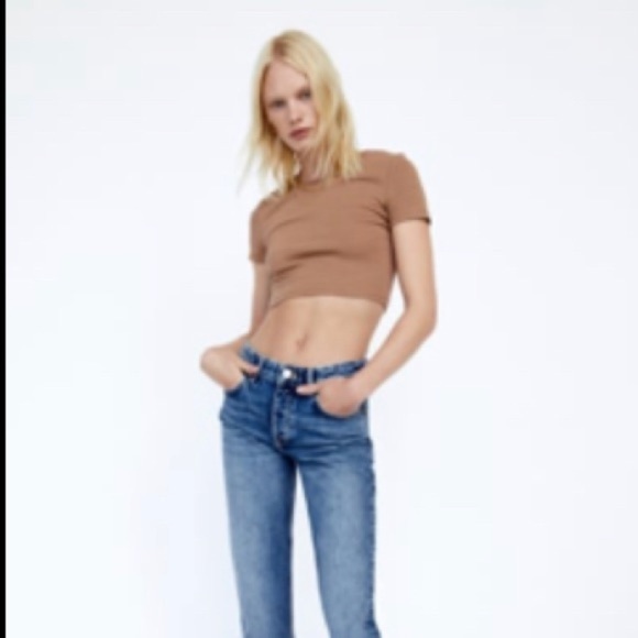 ZARA Crop Top BEIGE PINK - Picture 2 of 4